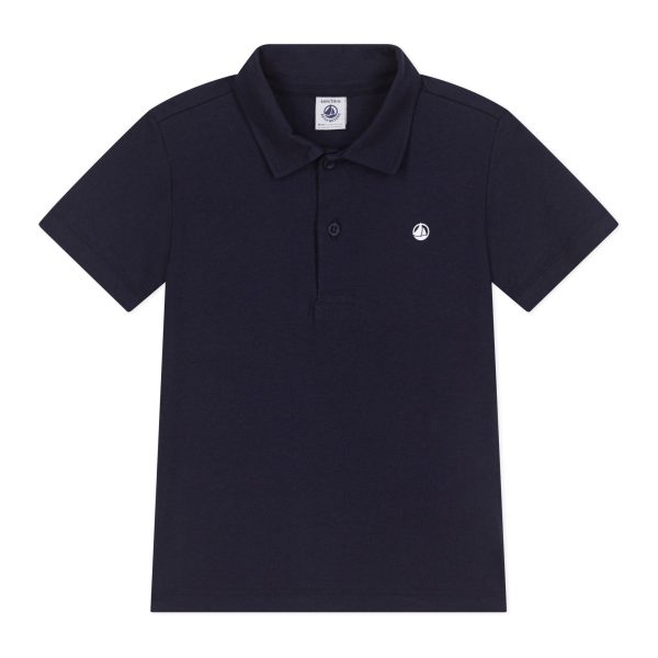 Boys & Girls Dark Blue Embroidered Logo Cotton Polo Shirt Online now