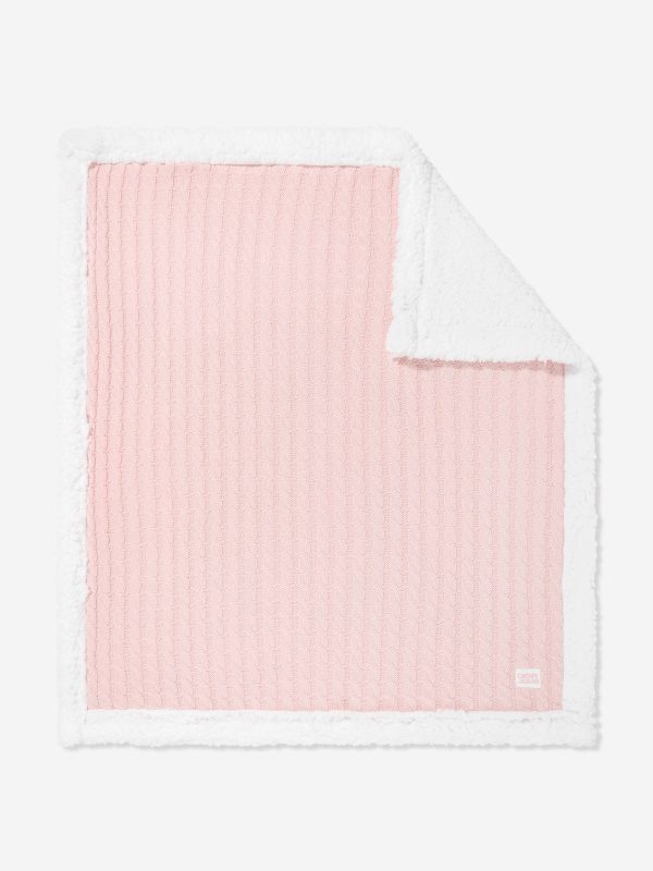 DKNY Baby Girls Sherpa Fleece Blanket in Pink (90cm) Hot on Sale