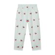 Girls White Printed Cherry Cotton Trousers Sale