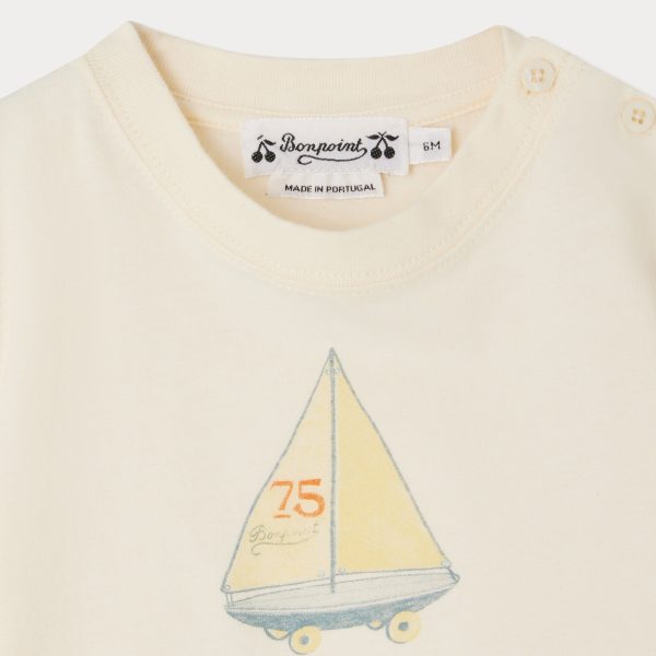 Baby Boys & Girls Ivory Cotton T-Shirt Online now