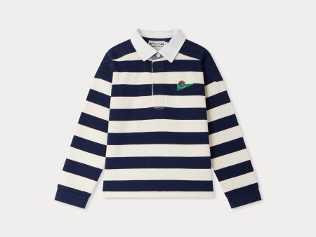 Boys Navy Stripes Cotton Polo Shirt Online