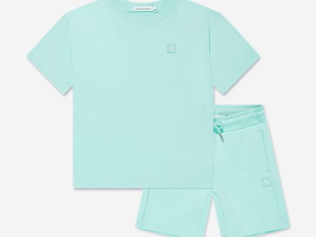 Calvin Klein Kids Mono Mini Badge Shorts Set in Blue Online