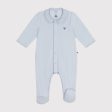 Baby Boys Light Blue Heart Embroidery Cotton Jumpsuit Online Hot Sale