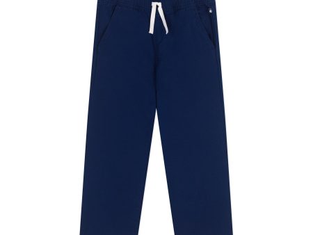 Boys Blue Embroidery Logo Cotton Trousers Online Sale