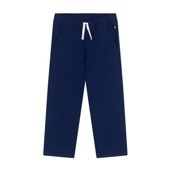 Boys Blue Embroidery Logo Cotton Trousers Online Sale