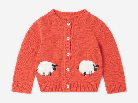 Stella McCartney Baby Girls Knitted Sheep Cardigan in Red Online Hot Sale