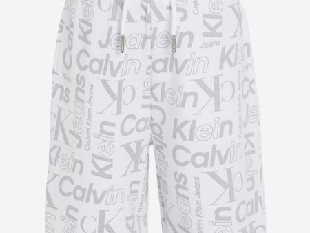 Calvin Klein Boys Institutional CK Logo Shorts in White Online