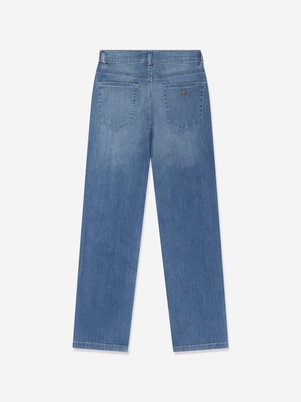 Guess Girls Denim Straight Jeans in Blue Sale