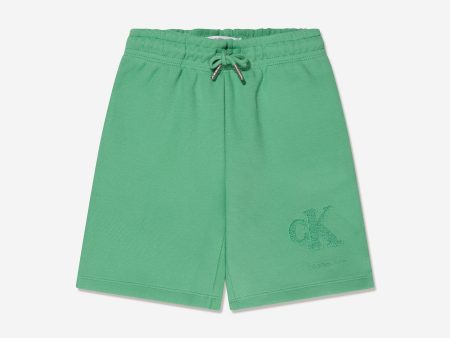 Calvin Klein Boys Interlock Pique Shorts in Green Online