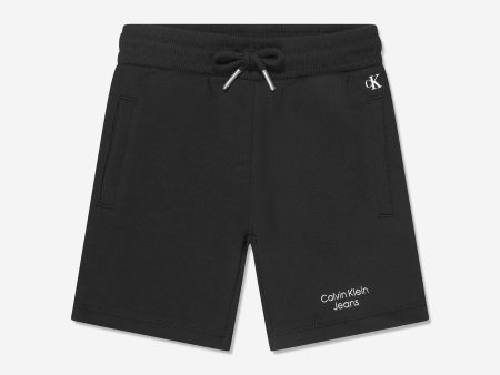 Calvin Klein Boys Stack Logo Jogger Shorts in Black Online