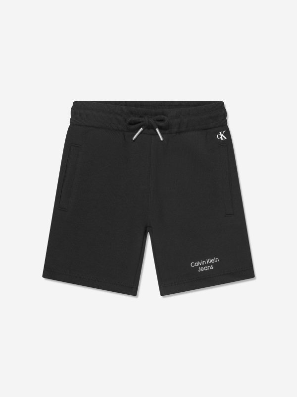 Calvin Klein Boys Stack Logo Jogger Shorts in Black Online