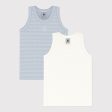 Boys Blue Cotton Vest Set（2 pack） Hot on Sale