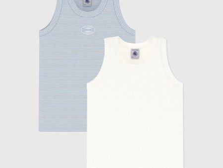 Boys Blue Cotton Vest Set（2 pack） Hot on Sale