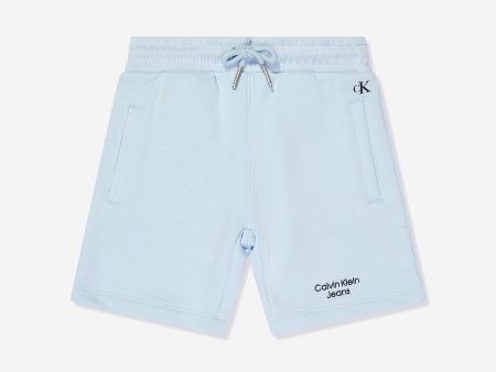 Calvin Klein Boys Stack Logo Jogger Shorts in Blue Online Sale