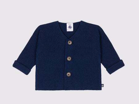 Baby Boys & Girls Dark Blue Cotton Cardigan For Cheap