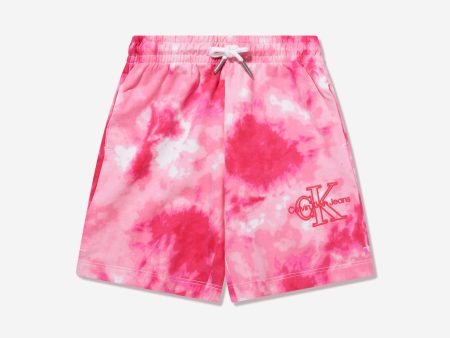 Calvin Klein Girls Tie Dye Shorts in Pink Discount