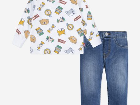 Levi's Baby Boys T-Shirt and Jeans Set in White Hot on Sale