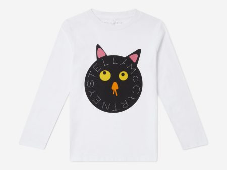 Stella McCartney Girls Cat Logo T-Shirt in White Online