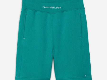 Calvin Klein Boys Intarsia Logo Terry Shorts in Green Supply