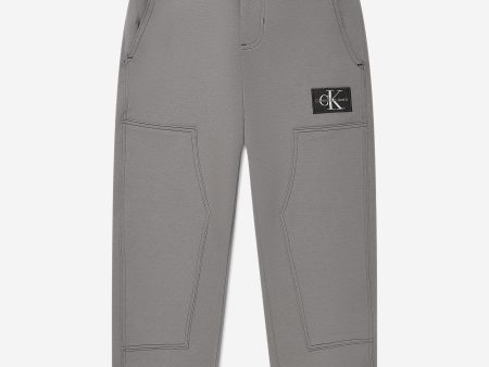 Calvin Klein Boys Silk Spacer Workwear Joggers in Grey For Cheap