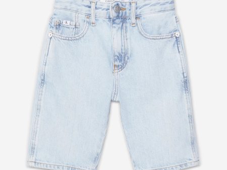 Calvin Klein Boys Relaxed Denim Shorts in Blue For Sale