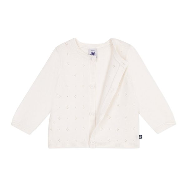 Baby Girls White Cotton Cardigan Supply