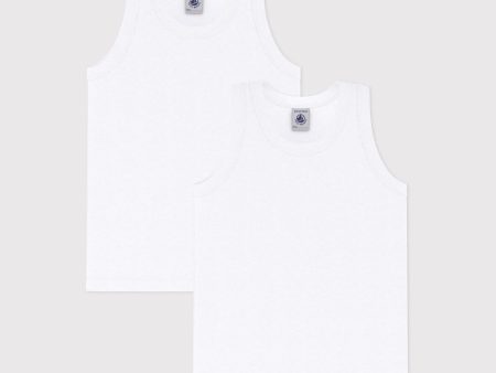 Boys White Cotton Vest(2 Pack) For Cheap