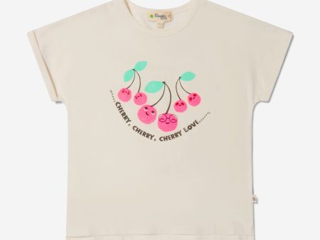 The Bonnie Mob Girls Organic Cotton Cherry Print T-Shirt Hot on Sale