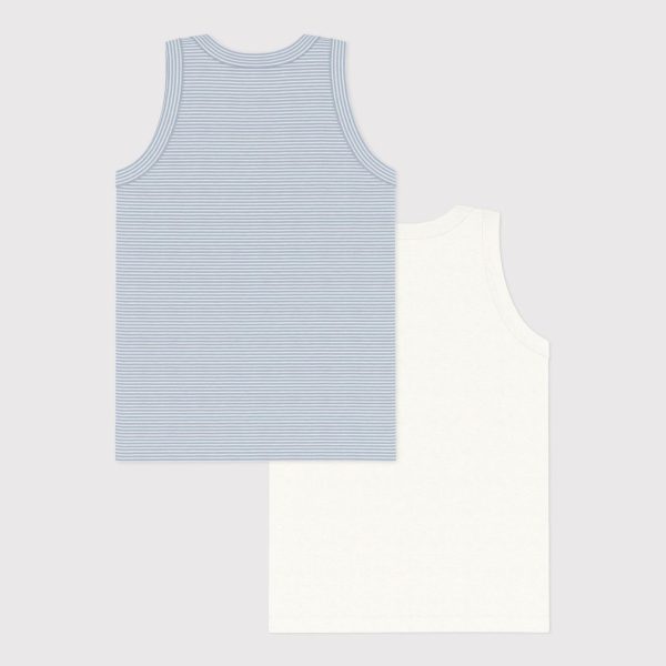 Boys Blue Cotton Vest Set（2 pack） Hot on Sale